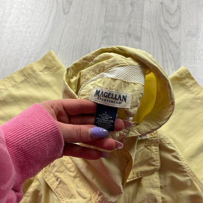 VINTAGE Y2K CARGO UTILITY SHORT SLEEVE SHIRT YELLOW