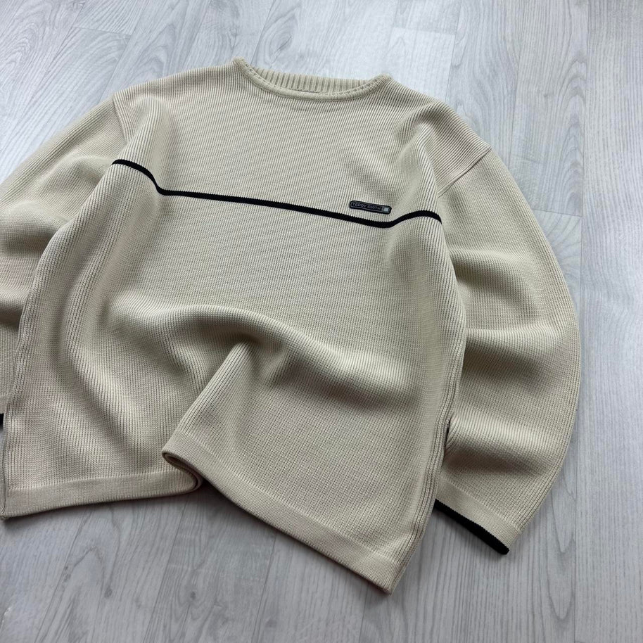 VINTAGE Y2K TEDDY SMITH CHUNKY KNITTED JUMPER CREAM