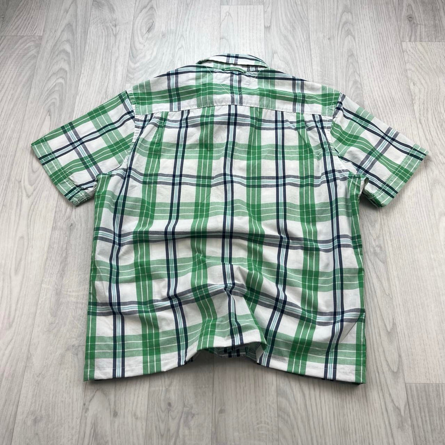 VINTAGE 00s TOMMY HILFIGER CHECKERED CROPPED SHORT SLEEVE BUTTON UP SHIRT GREEN
