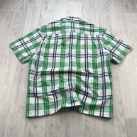 VINTAGE 00s TOMMY HILFIGER CHECKERED CROPPED SHORT SLEEVE BUTTON UP SHIRT GREEN