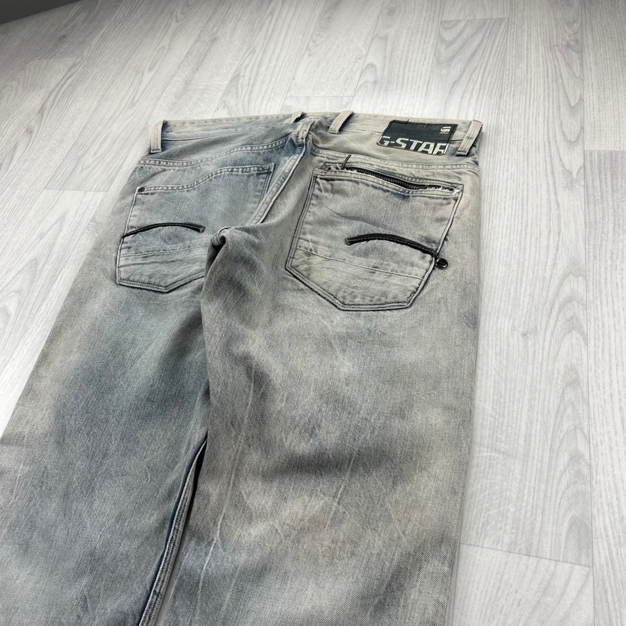 VINTAGE Y2K G STAR STRAIGHT LEG FADED JEANS LIGHT BLUE