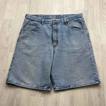 VINTAGE Y2K WRANGLER BAGGY JORTS LIGHT BLUE