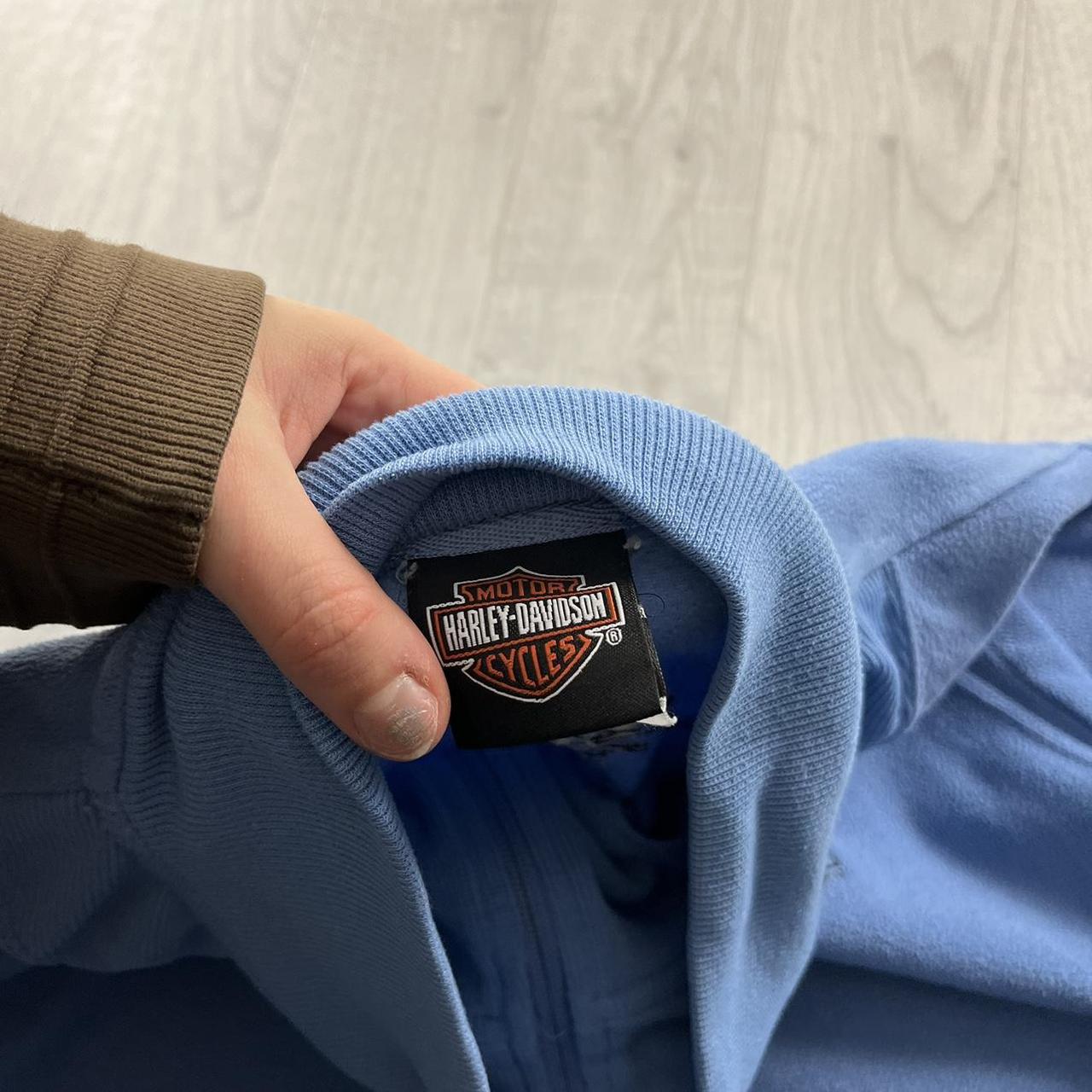 VINTAGE Y2K HARLEY DAVIDSON QUARTER ZIP FLEECE SWEATSHIRT BLUE