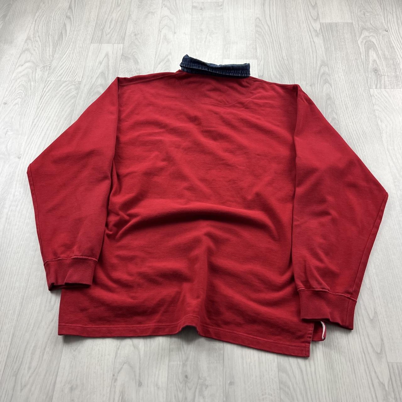 VINTAGE Y2K STRIPED LONG SLEEVE RUGBY POLO SHIRT RED