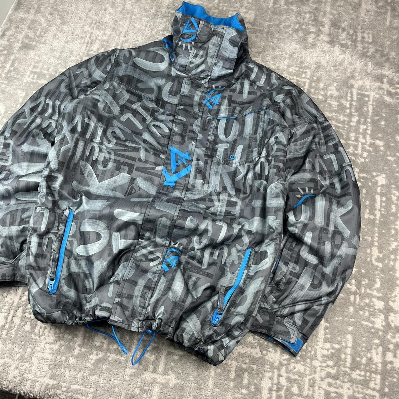 VINTAGE Y2K QUIKSILVER GRAPHIC SKI JACKET GREY