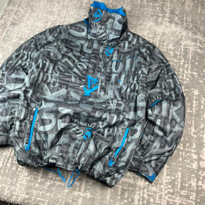 VINTAGE Y2K QUIKSILVER GRAPHIC SKI JACKET GREY