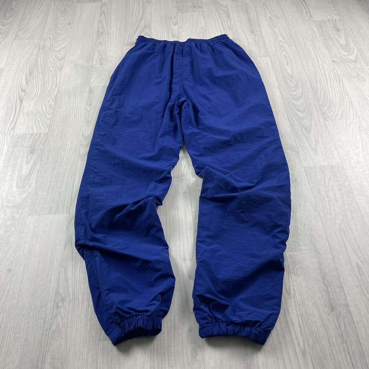 VINTAGE 90s ADIDAS BAGGY SHELL TRACKSUIT BOTTOMS BLUE (S)