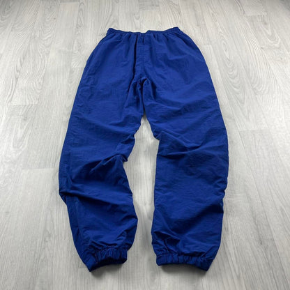 VINTAGE 90s ADIDAS BAGGY SHELL TRACKSUIT BOTTOMS BLUE (S)