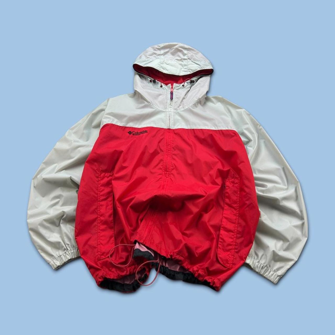 VINTAGE Y2K COLUMBIA TECHNICAL WINDBREAKER JACKET GREY / RED