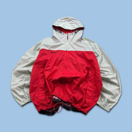 VINTAGE Y2K COLUMBIA TECHNICAL WINDBREAKER JACKET GREY / RED