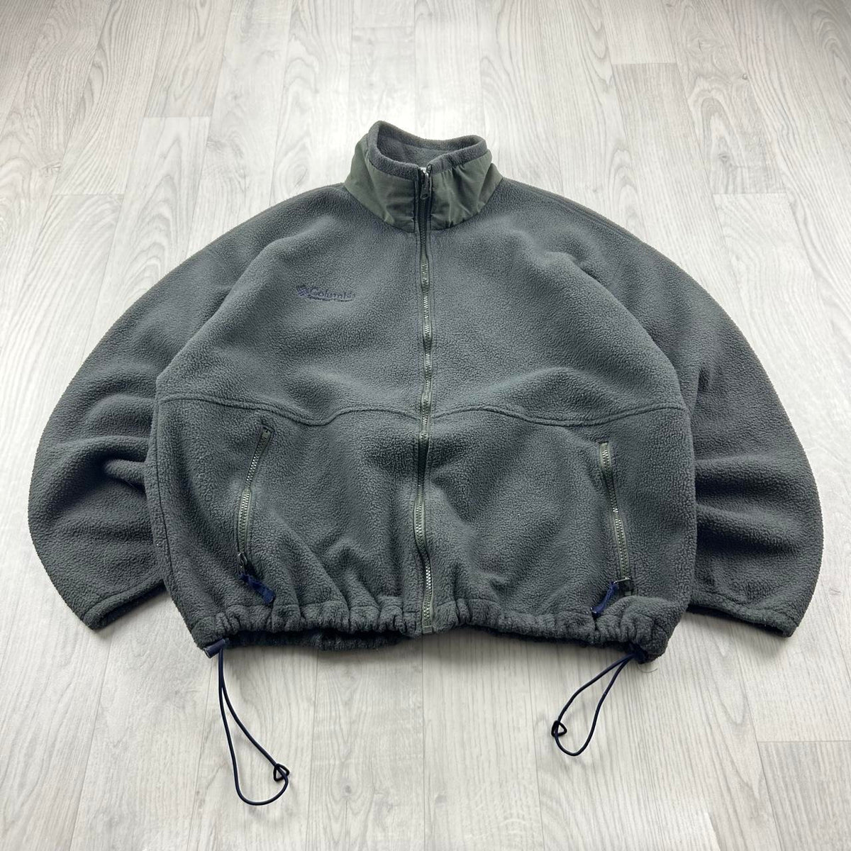 VINTAGE 90s COLUMBIA ZIP UP FLEECE JACKET KHAKI GREEN