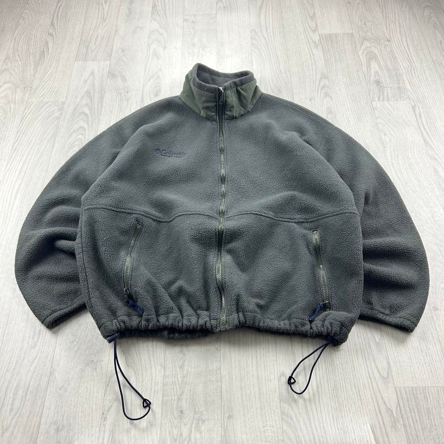 VINTAGE 90s COLUMBIA ZIP UP FLEECE JACKET KHAKI GREEN