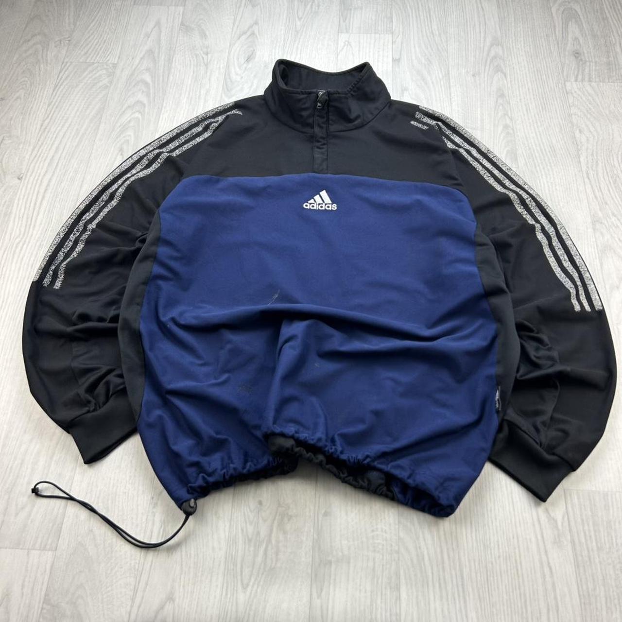VINTAGE Y2K ADIDAS QUARTER ZIP TRACK JACKET NAVY / BLACK
