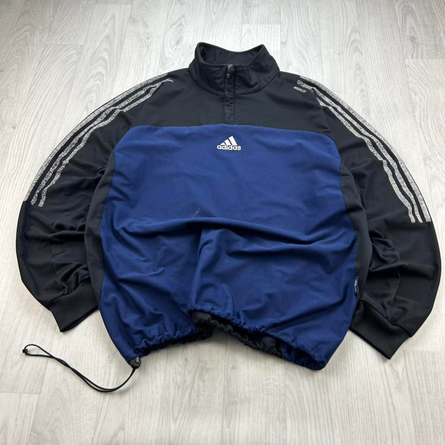 VINTAGE Y2K ADIDAS QUARTER ZIP TRACK JACKET NAVY / BLACK