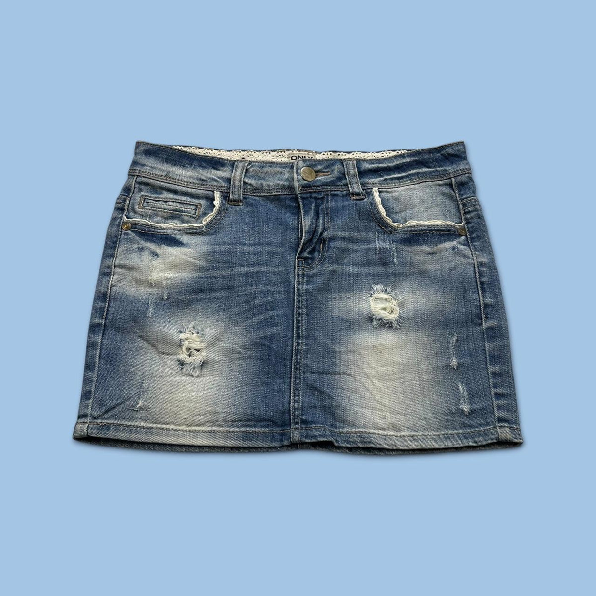 VINTAGE Y2K ONLY DENIM MINI SKIRT BLUE