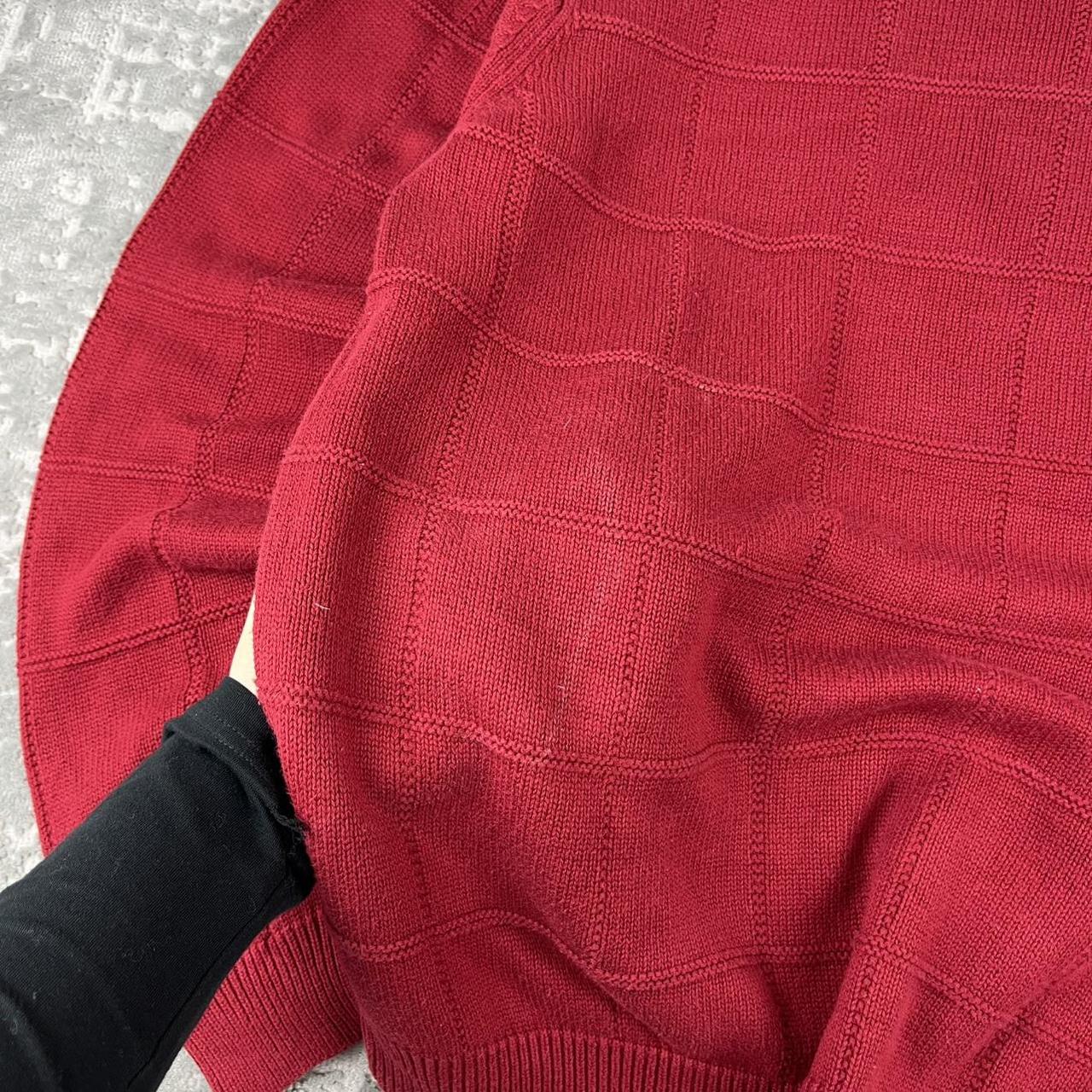 VINTAGE Y2K IZOD PLAID CHUNKY ESSENTIAL KNITTED JUMPER BURGUNDY RED