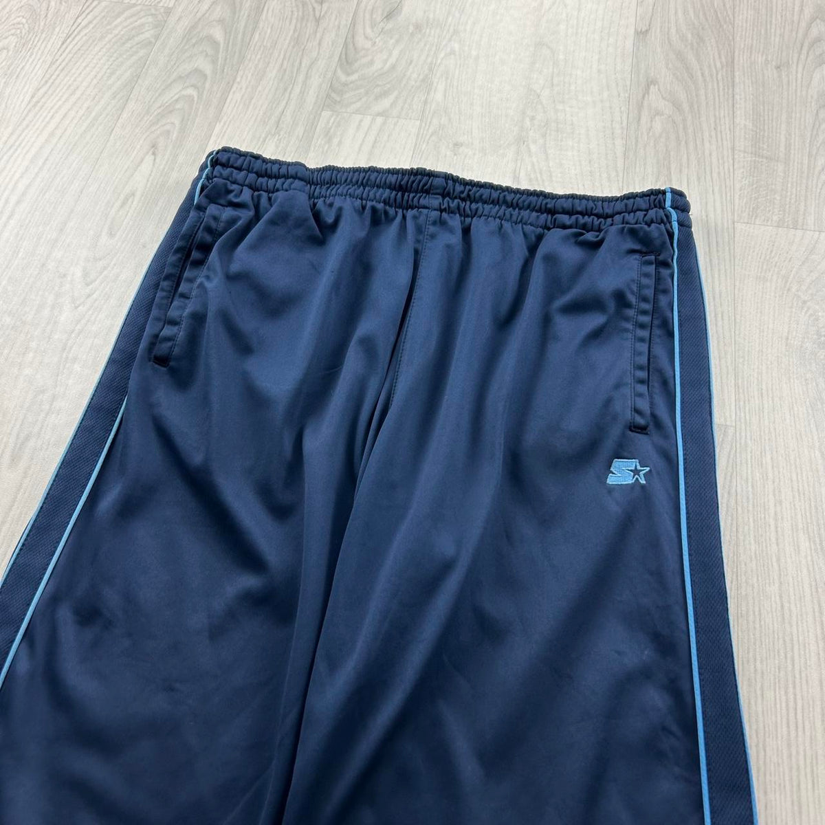 VINTAGE Y2K STARTER BAGGY TRACKSUIT BOTTOMS NAVY BLUE