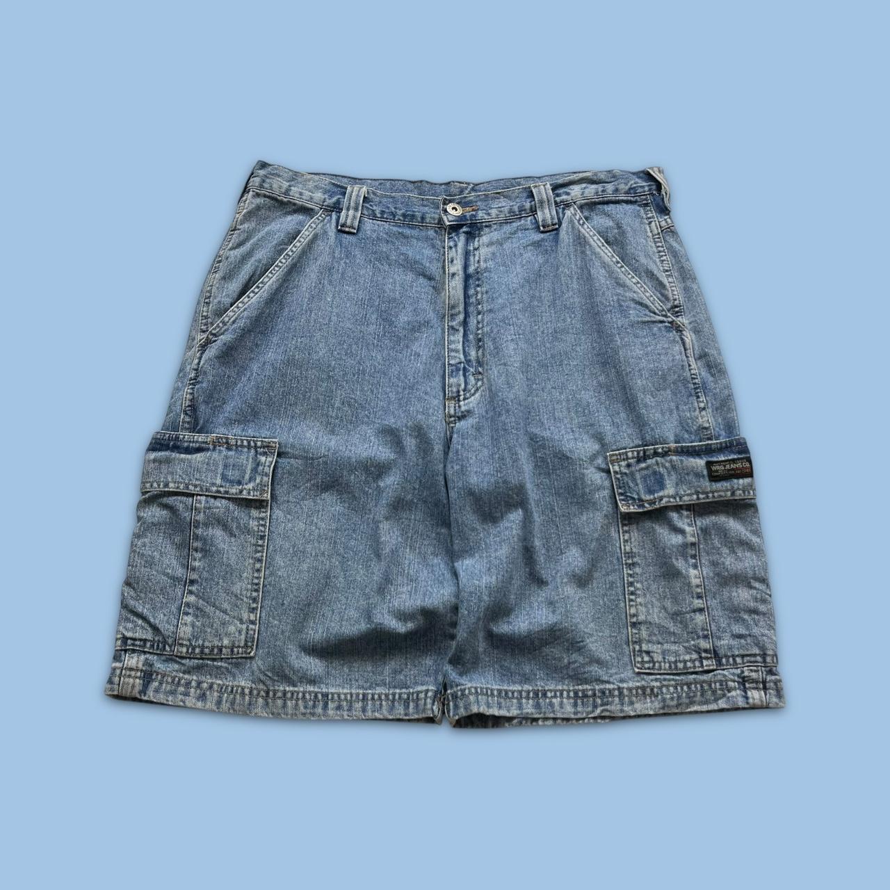 VINTAGE 00s WRANGLER BAGGY LOOSE CARGO JORTS BLUE