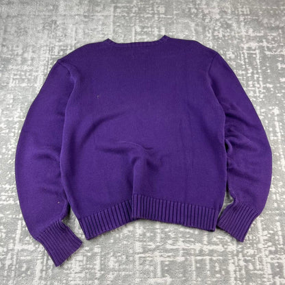 VINTAGE Y2K RALPH LAUREN CHUNKY ESSENTIAL KNITTED JUMPER PURPLE