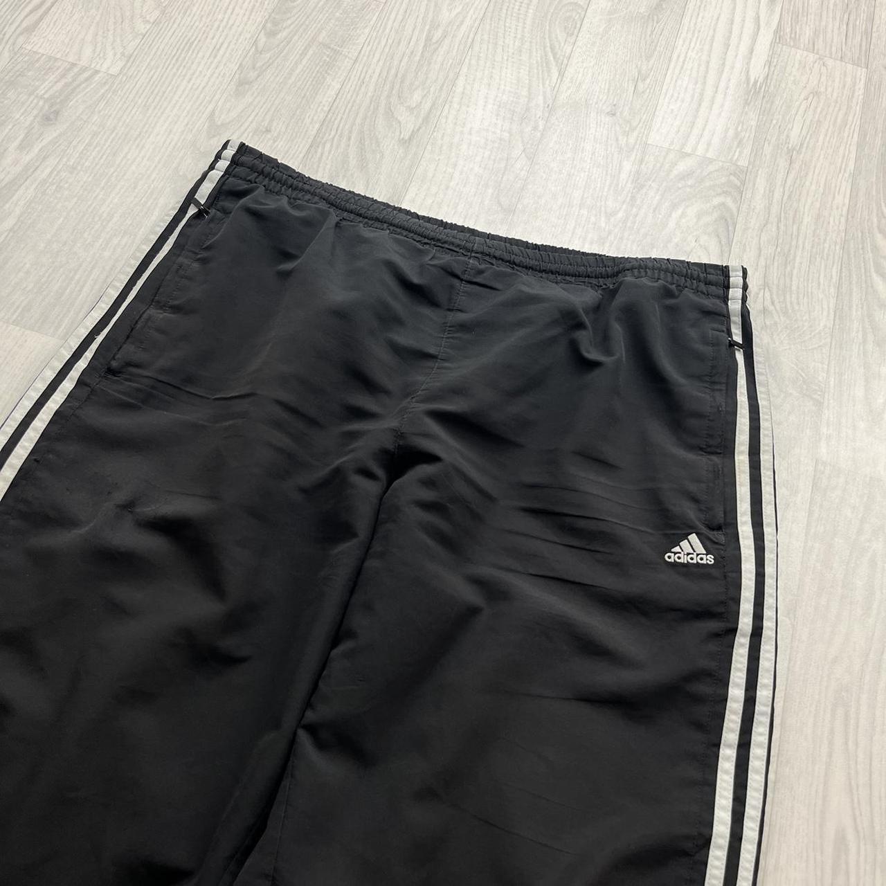 VINTAGE Y2K ADIDAS SIDE STRIPE BAGGY TRACKSUIT BOTTOMS BLACK