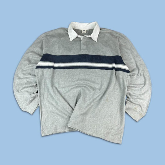 VINTAGE Y2K OLD NAVY LONG SLEEVE POLO SHIRT GREY