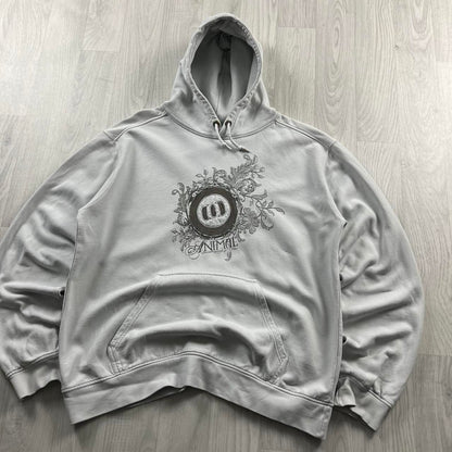 VINTAGE Y2K ANIMAL GRAPHIC HOODIE GREY WHITE