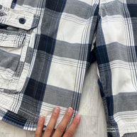 VINTAGE Y2K LEE BAGGY CHECKERED PLAID CARGO SHORTS WHITE / NAVY