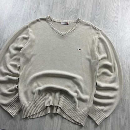 VINTAGE Y2K TOMMY HILFIGER CHUNKY KNITTED JUMPER CREAM