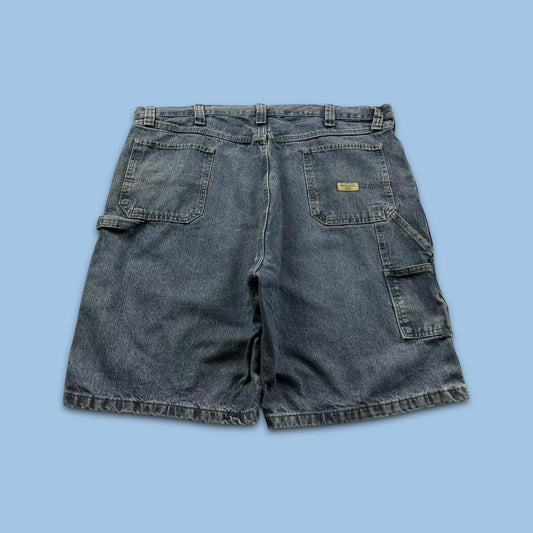 VINTAGE 00s WRANGLER BAGGY LOOSE CARPENTER JORTS BLUE