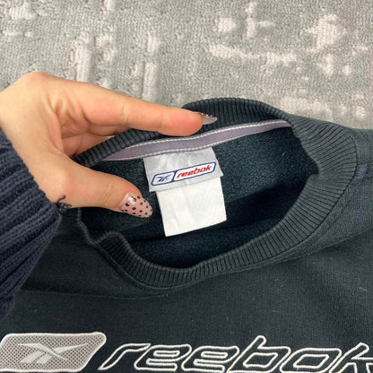 VINTAGE Y2K REEBOK SPELL OUT BOXY SWEATSHIRT BLACK