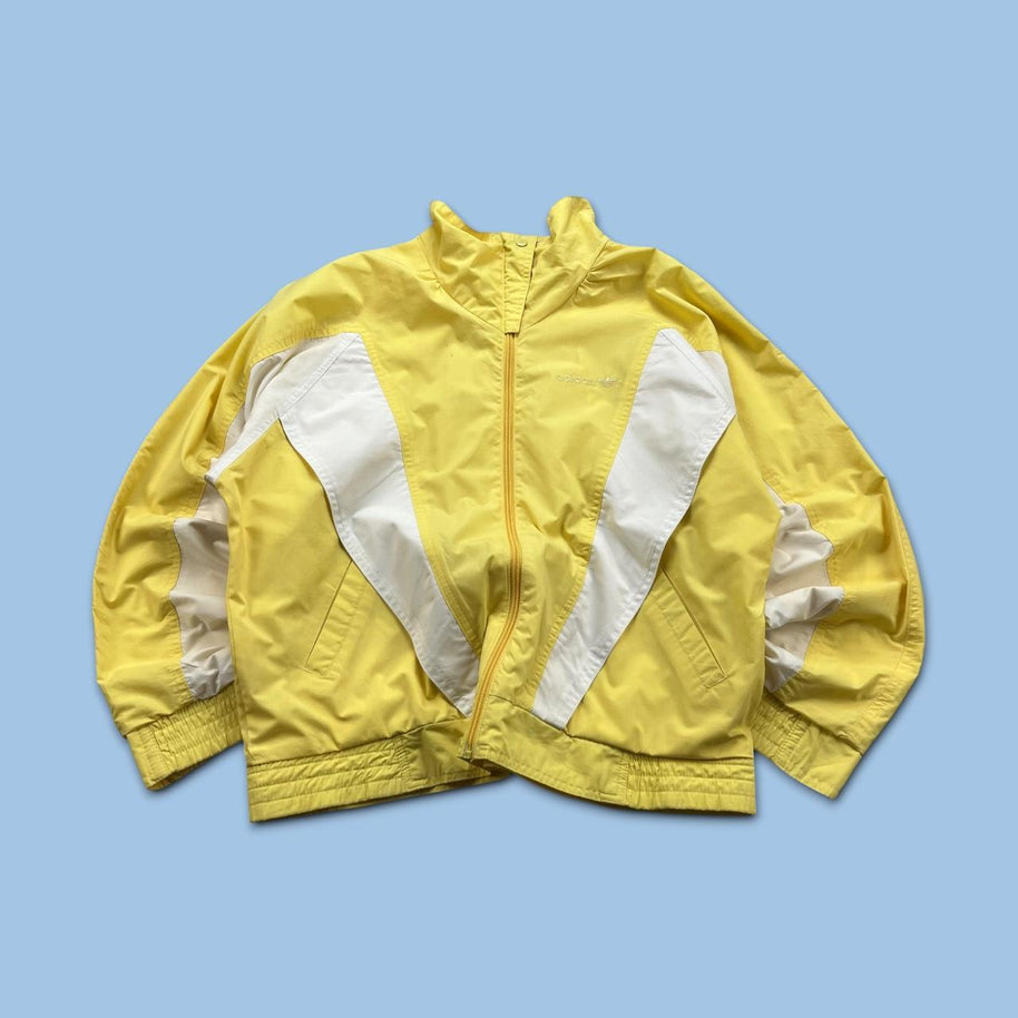 VINTAGE 90s ADIDAS PANELLED WINDBREAKER JACKET YELLOW