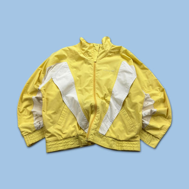 VINTAGE 90s ADIDAS PANELLED WINDBREAKER JACKET YELLOW