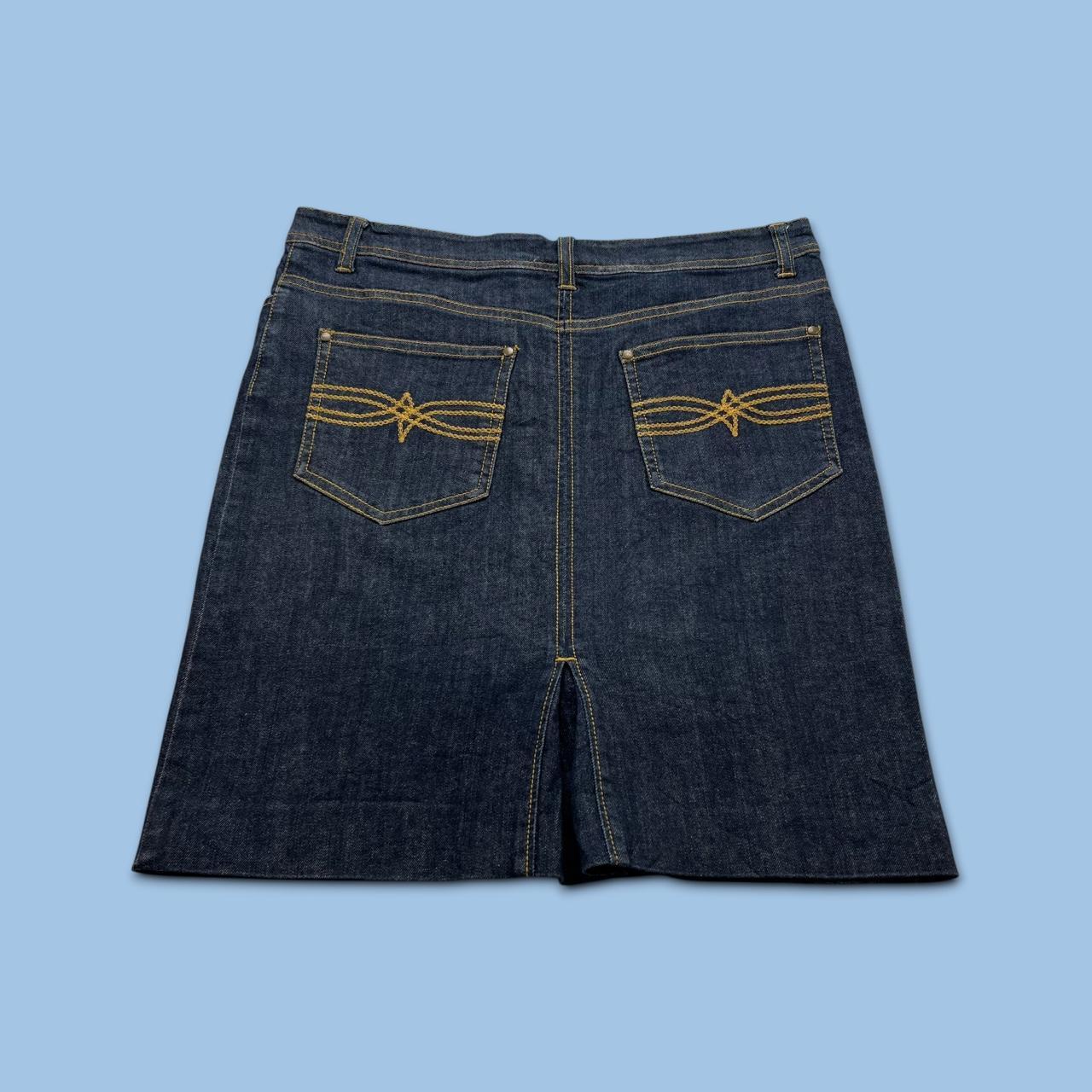 VINTAGE Y2K DENIM MIDI SKIRT NAVY BLUE