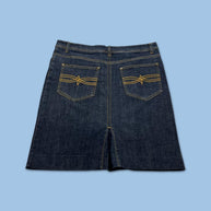 VINTAGE Y2K DENIM MIDI SKIRT NAVY BLUE