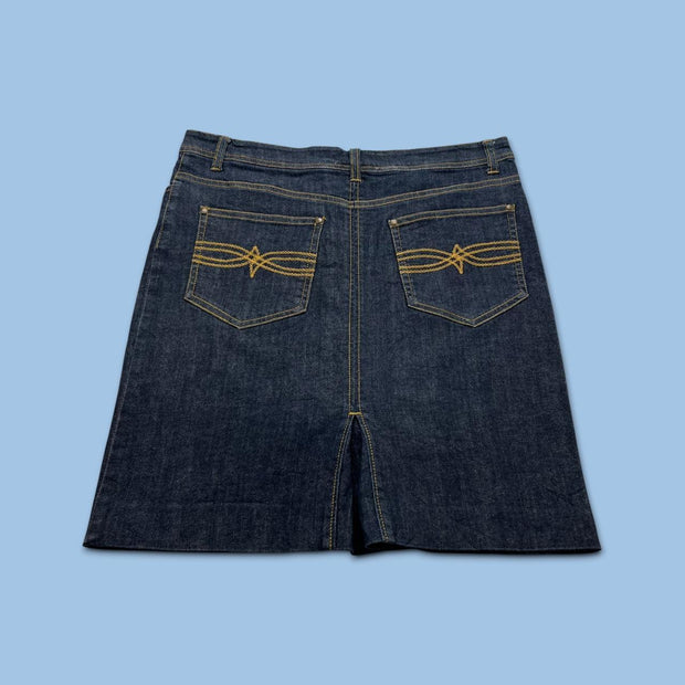 VINTAGE Y2K DENIM MIDI SKIRT NAVY BLUE