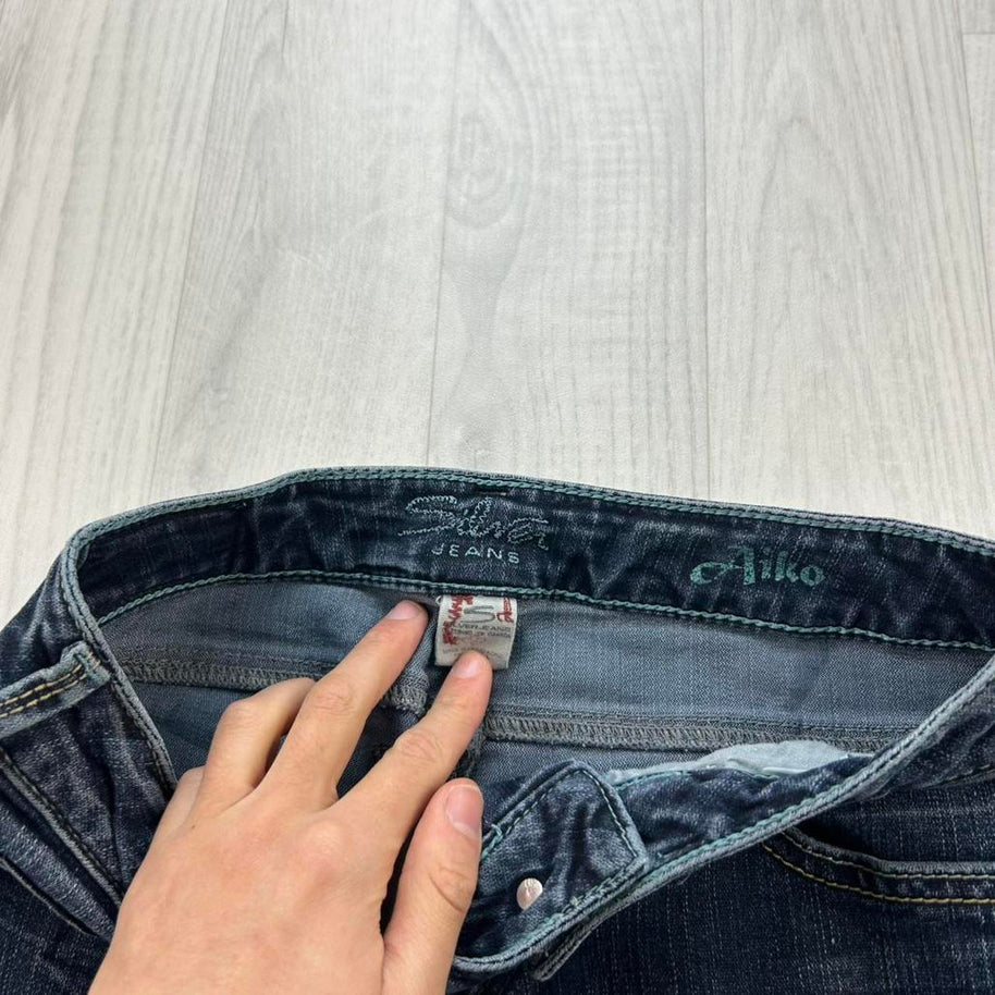 VINTAGE Y2K SILVER LOW RISE BOOTCUT FLARED JEANS BLUE