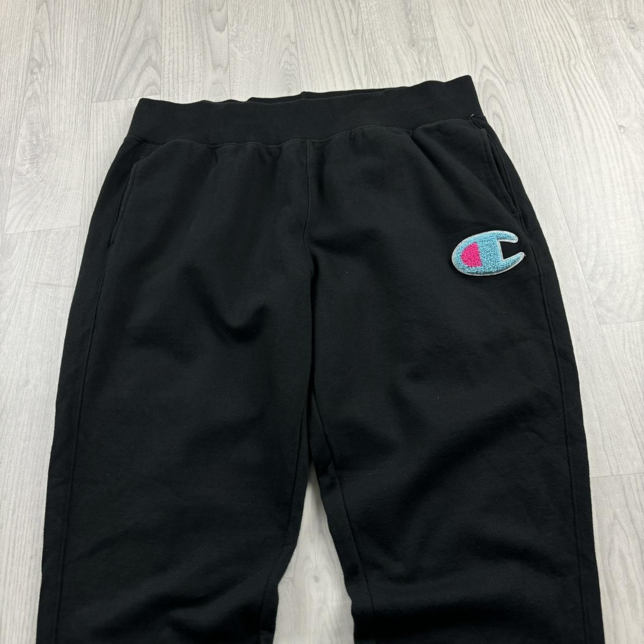 VINTAGE CHAMPION REVERSE WEAVE BAGGY COTTON SWEATPANTS BLACK