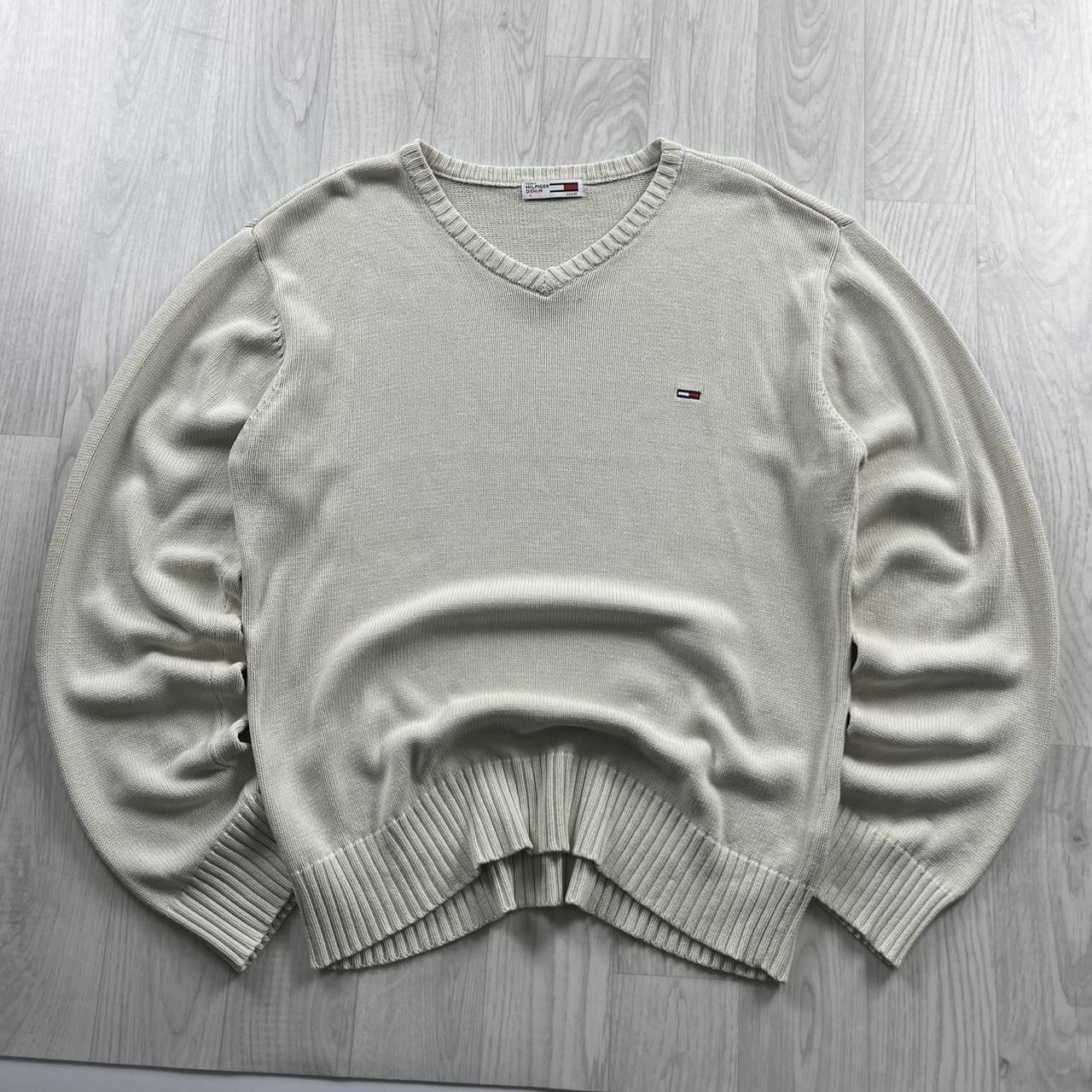 VINTAGE Y2K TOMMY HILFIGER CHUNKY KNITTED JUMPER CREAM