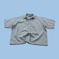 VINTAGE 00s RALPH LAUREN CHECKERED CROPPED SHORT SLEEVE BUTTON UP SHIRT BLUE