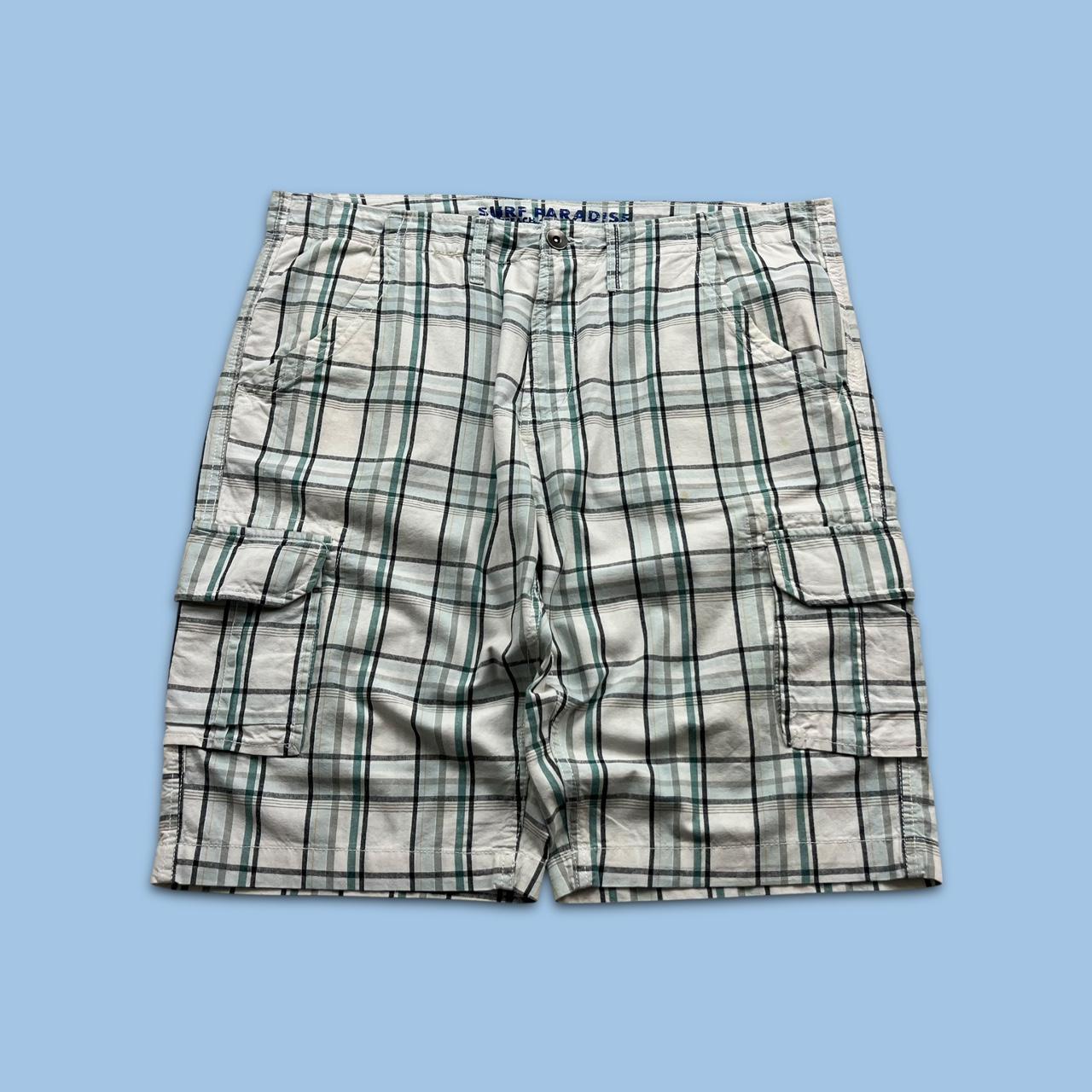 VINTAGE Y2K BAGGY CHECKERED PLAID SHORTS WHITE