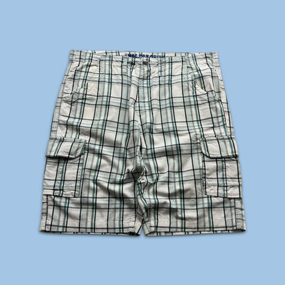 VINTAGE Y2K BAGGY CHECKERED PLAID SHORTS WHITE
