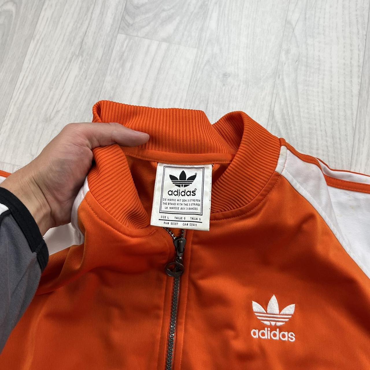 VINTAGE Y2K ADIDAS ZIP UP BOMBER TRACK JACKET ORANGE / WHITE