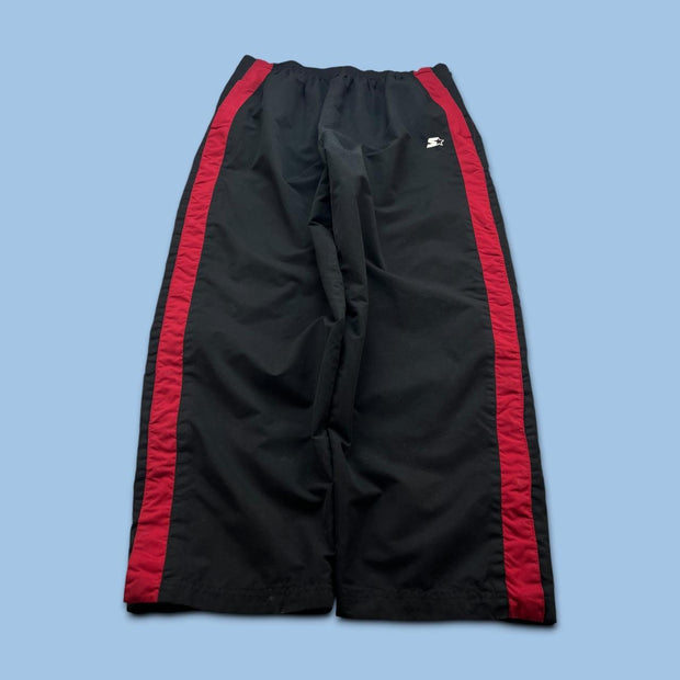 VINTAGE Y2K STARTER POPPER BAGGY TRACKSUIT BOTTOMS BLACK
