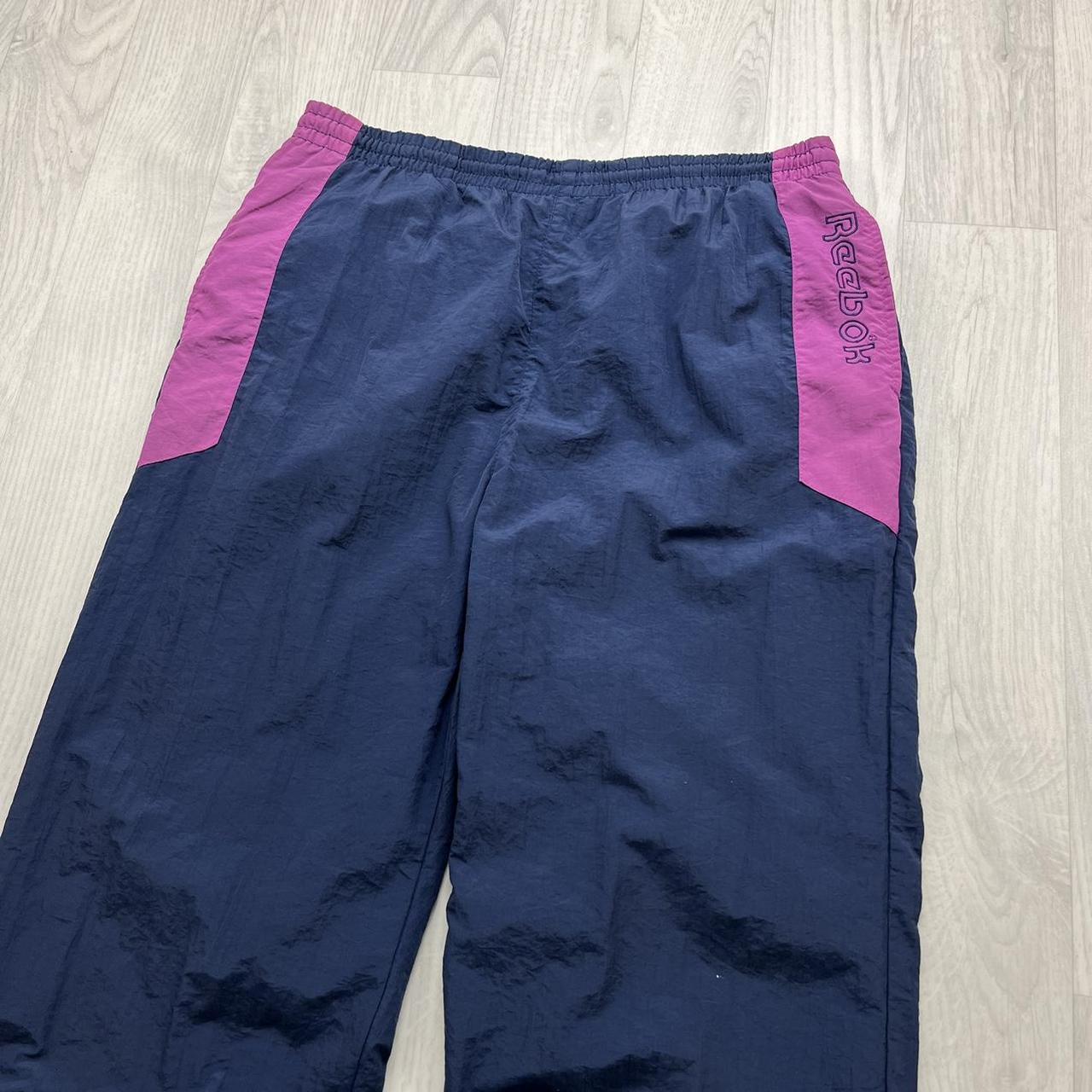 VINTAGE 90s REEBOK BAGGY TRACKSUIT BOTTOMS NAVY