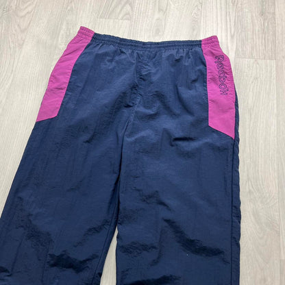 VINTAGE 90s REEBOK BAGGY TRACKSUIT BOTTOMS NAVY