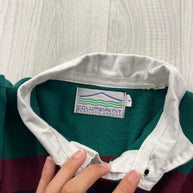 VINTAGE Y2K STRIPED LONG SLEEVE RUGBY POLO SHIRT NAVY / GREEN
