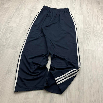 VINTAGE Y2K ADIDAS SIDE STRIPE BAGGY TRACKSUIT BOTTOMS NAVY WHITE (M)