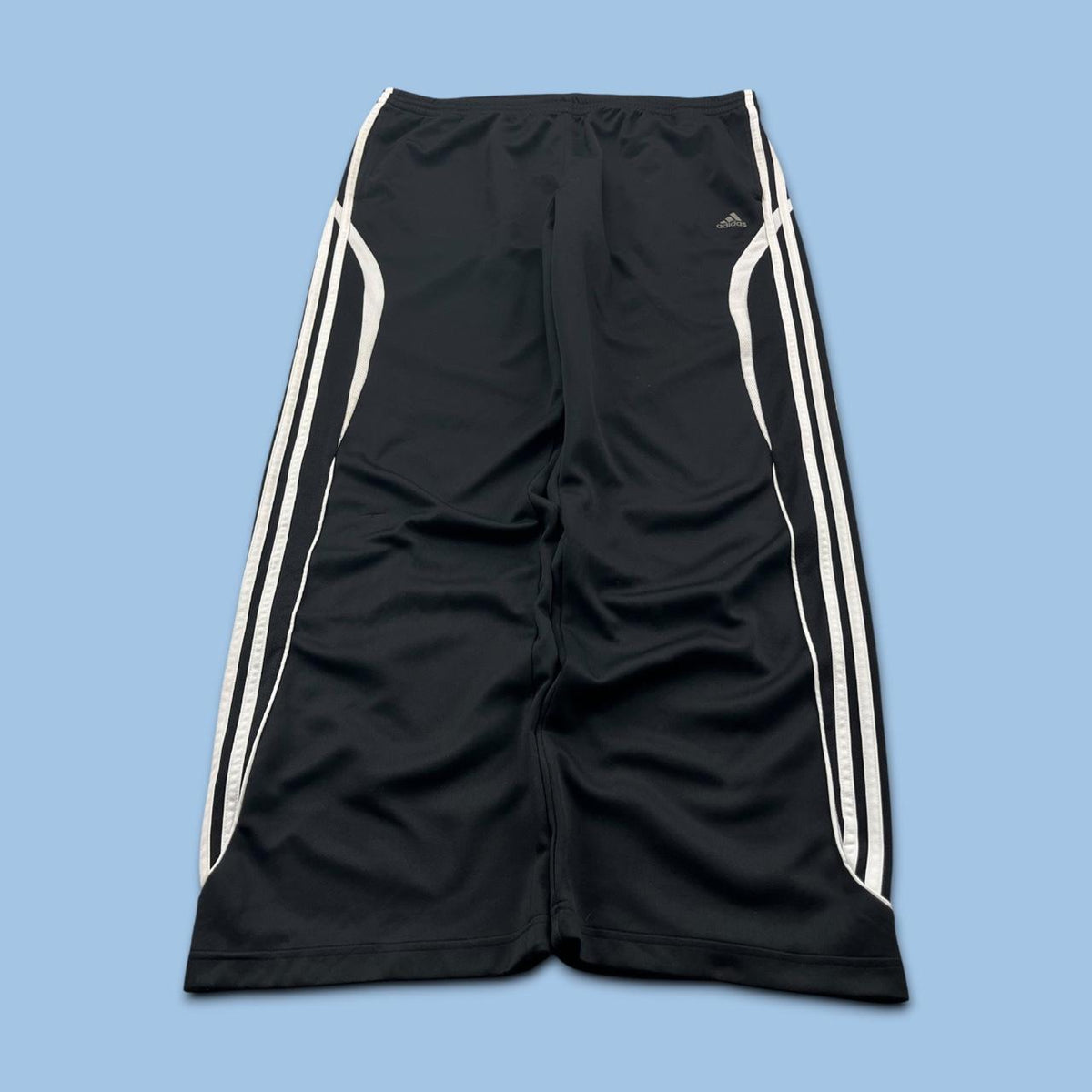 VINTAGE Y2K ADIDAS SIDE STRIPE BAGGY TRACKSUIT BOTTOMS BLACK