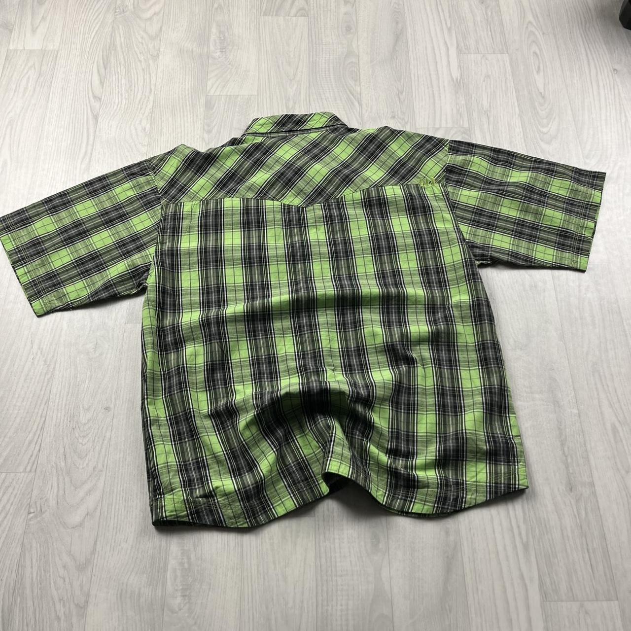 VINTAGE Y2K ANIMAL CHECKERED SHORT SLEEVE SHIRT GREEN