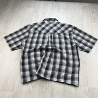 VINTAGE 00s QUIKSILVER CHECKERED CROPPED SHORT SLEEVE BUTTON UP SHIRT BLACK / WHITE